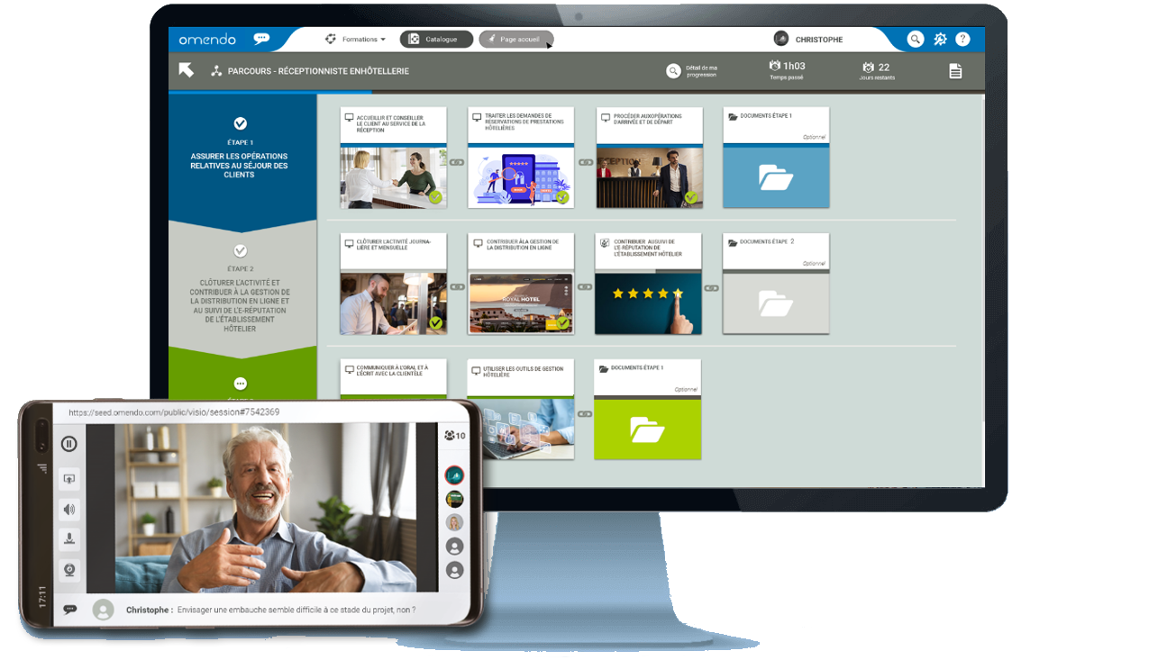 Visuels de la plateforme SEED sur Smartphone et sur Ordinateur
